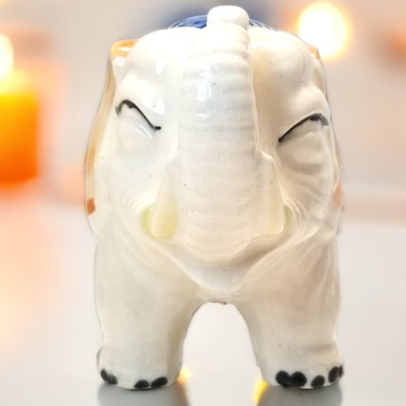 Lucky Elephant Small Planter Hand Painted Ceramic Made in Occupied Japan1945 - Picture 3 of 15